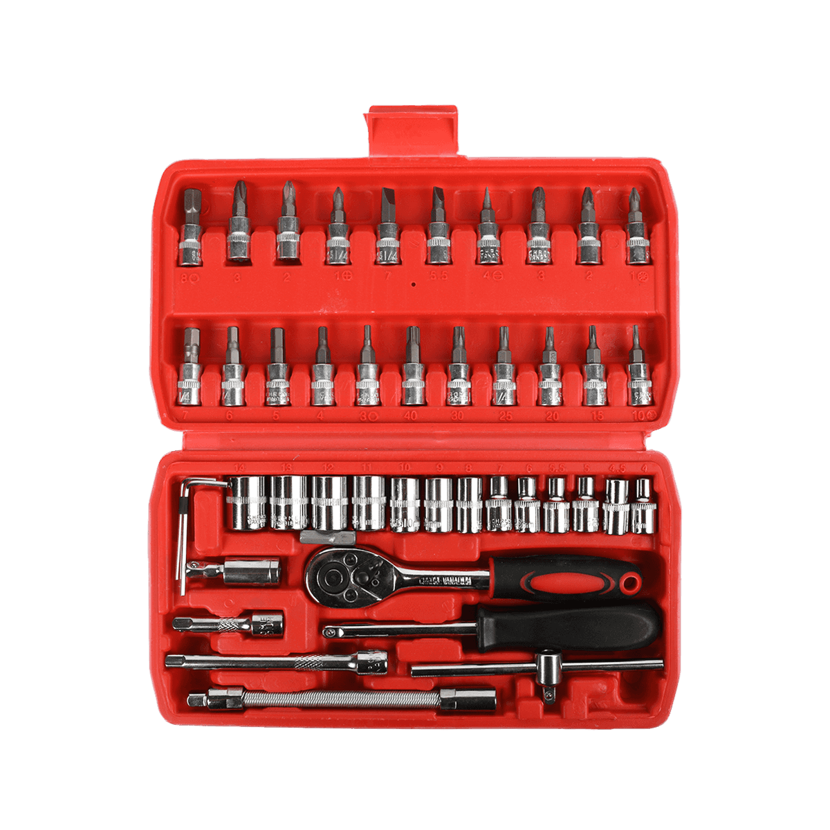 46pcs 1/4 'dr Crv acciaio metrico riparazione auto cassetta degli attrezzi chiave a tubo set di strumenti con manico a cricchetto