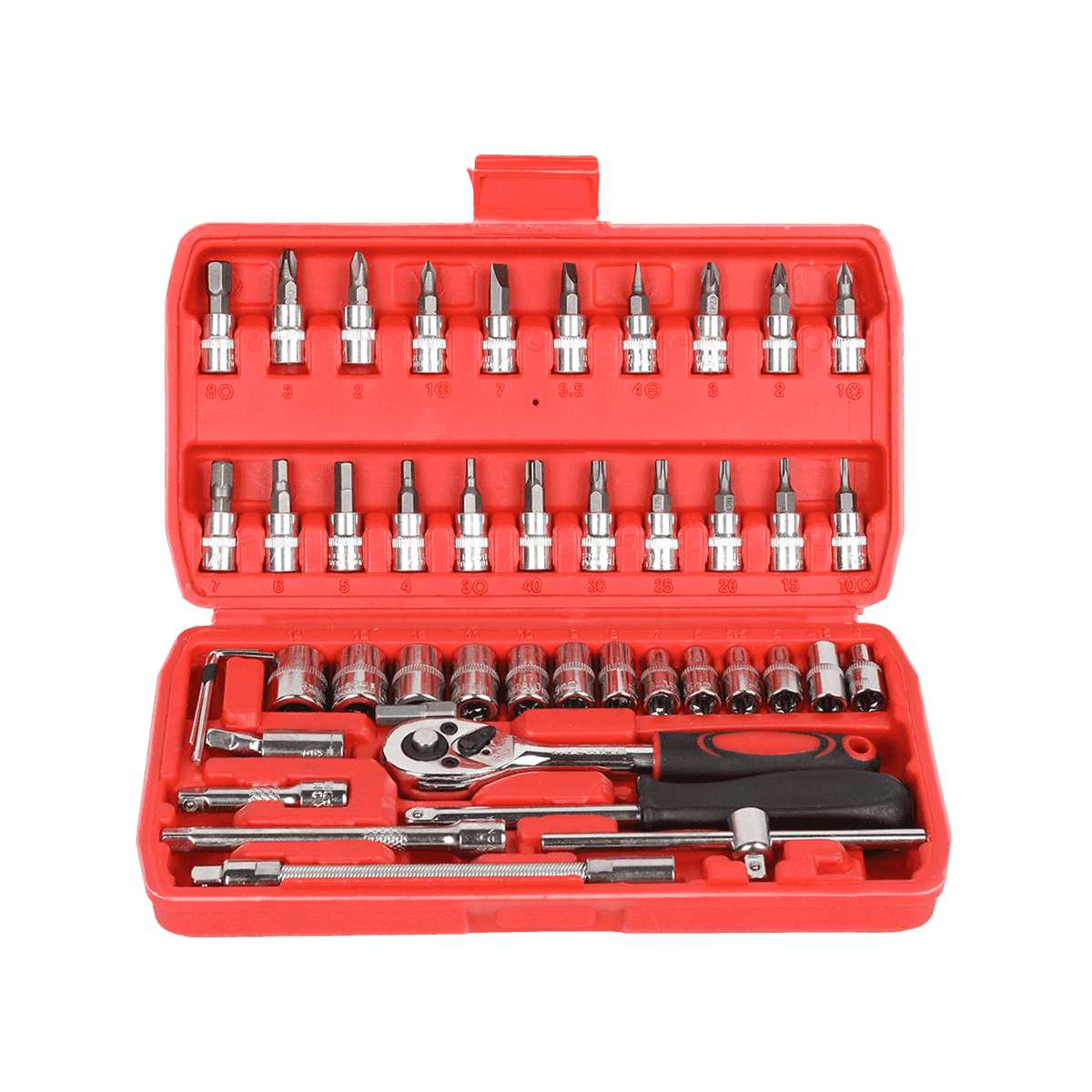 46pcs 1/4 'dr Crv acciaio metrico riparazione auto cassetta degli attrezzi chiave a tubo set di strumenti con manico a cricchetto